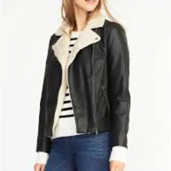 💕 Old navy Moto jacket  faux Sherpa - Picture 1 of 11